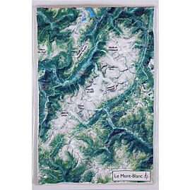 CARTE EN RELIEF VUE AERIENNE MONT BLANC